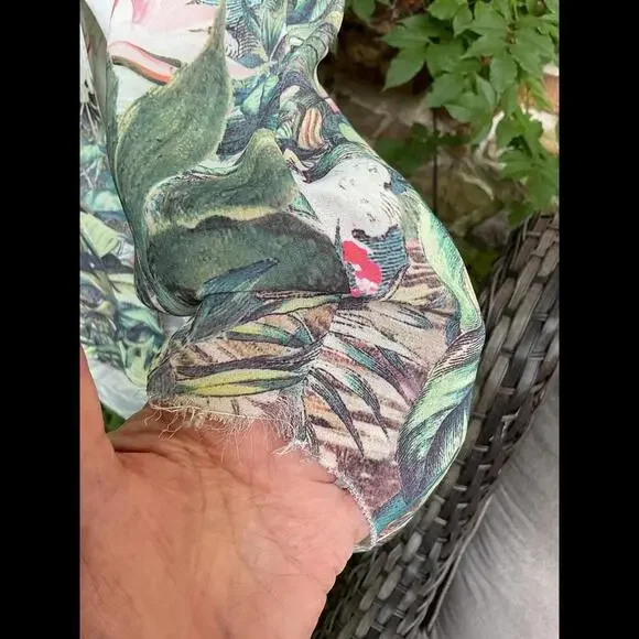 H& M Conscious Collection Tropical print sheer Shirt Size 12 100% Recycled - Picture 5 of 11